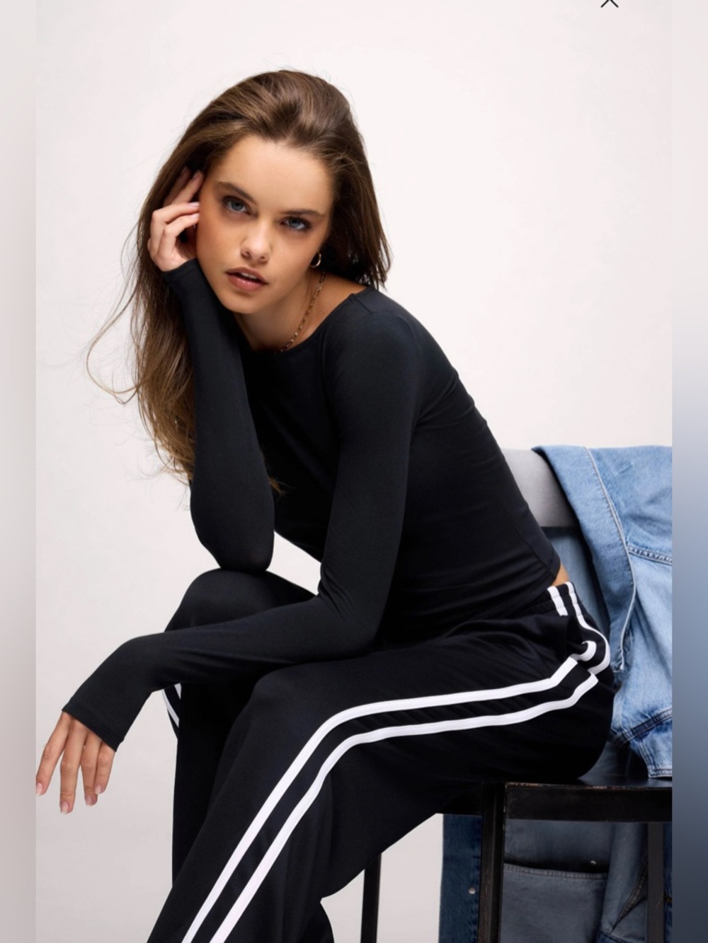 Nuuds Slinky Jersey Boat Neck Long Sleeve Shirt L Black Sculpting Top Festival